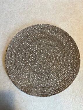 4 Round Taupe and cream Braided  Table Placemat